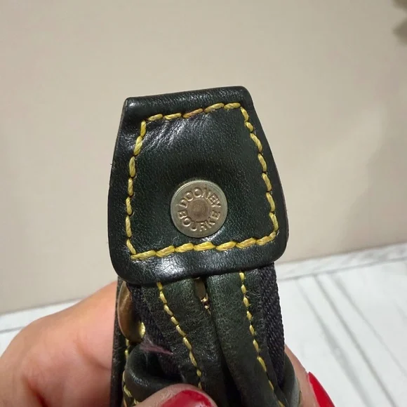 Vintage Dooney & Bourke Cabrio Green/Yellow Perforated Leather Large Hobo Bag - Picture 10 of 16